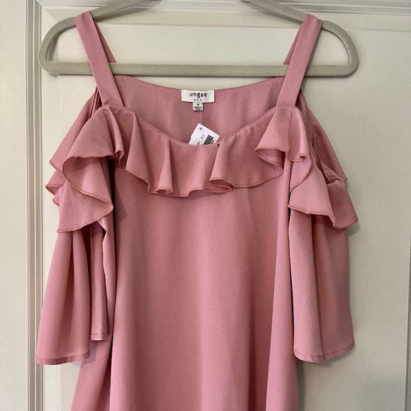 Pink Off Shoulder Ruffle Top - Picture 2 of 8